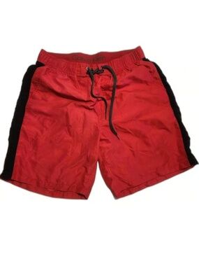 Calvin Klein Red Black Swim Trunks Shorts Men's Medium